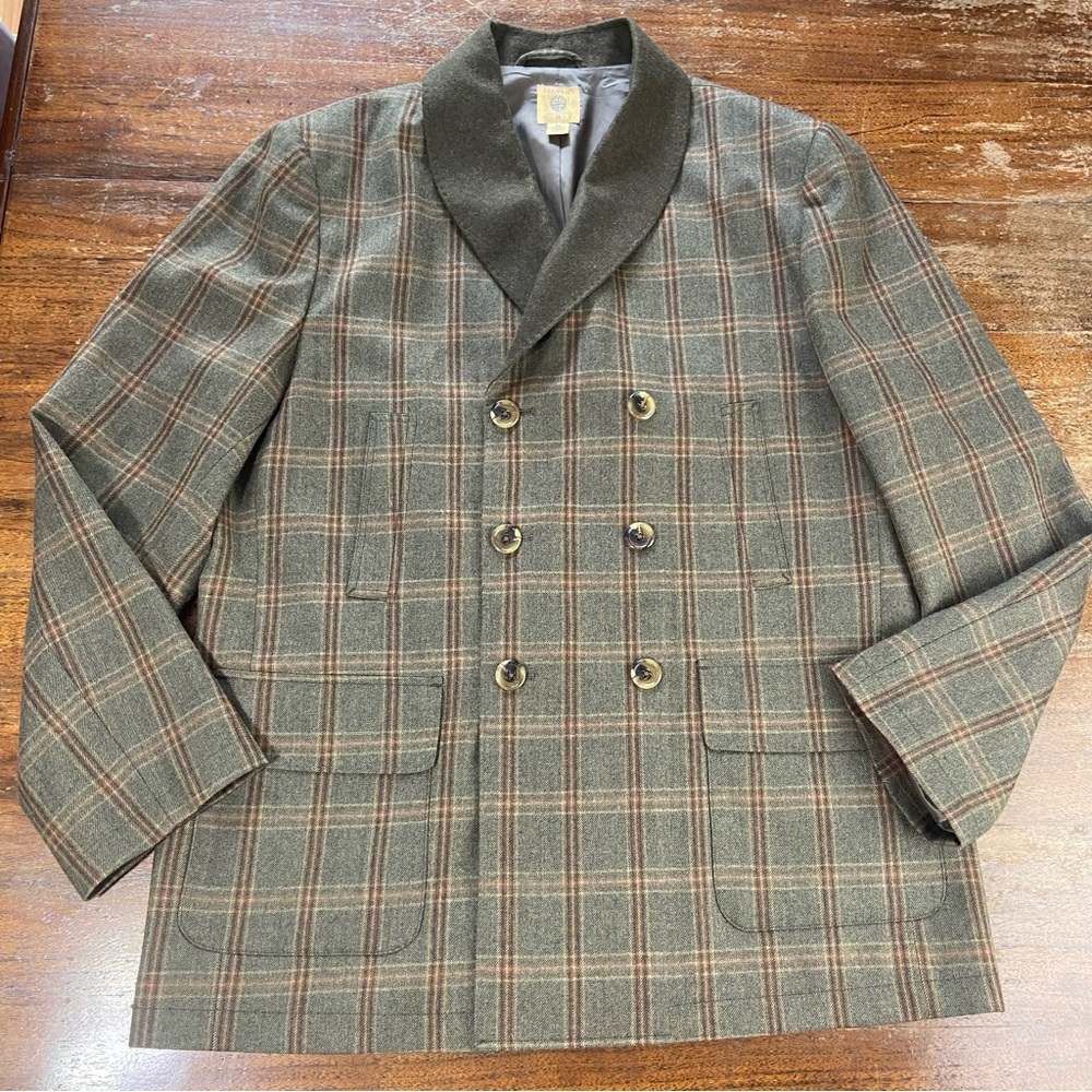 Trevero Tre Vero Mens Wool Plaid Jacket Blazer Double Breasted XLarge XL Coat
